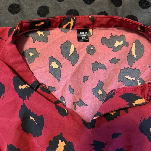 SHEIN Curvy Plus Maroon Animal Print Dressy Top - Picture 2 of 3